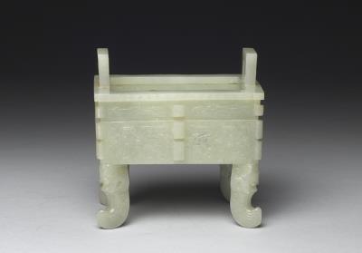 图片[2]-Jade square incense burner with animal-mask pattern, Qing dynasty (1644-1911)-China Archive